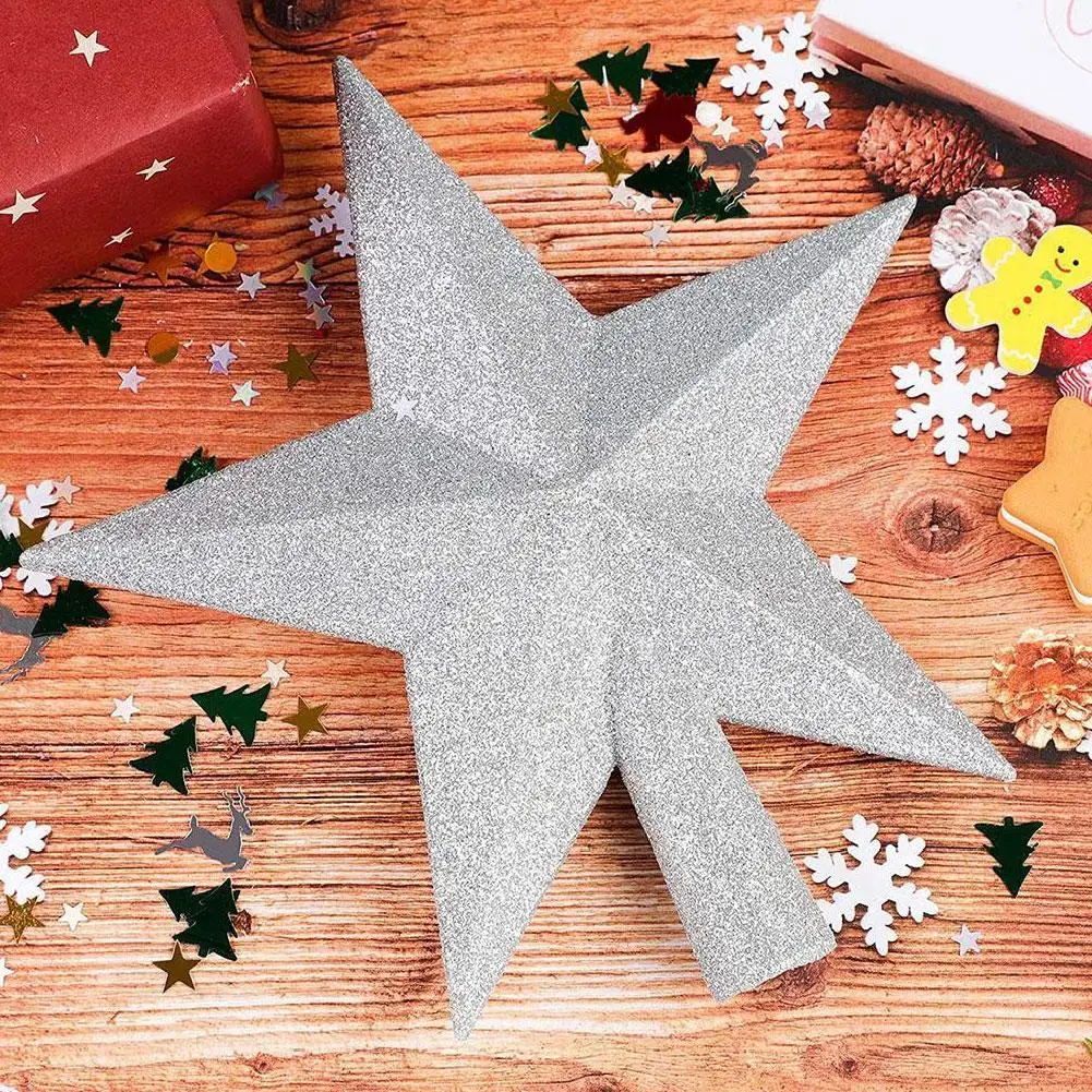 20Cm Christmas Tree Top Star Christmas Ornaments Shiny Gold Powder Five-Pointed Star New Year Ornaments Christmas Ornaments