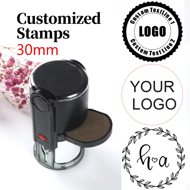 30MM Custom Logo Round Stamp Self-inking Monogram Personalized For Card Making Weddings Writing Invitations Housewarmings