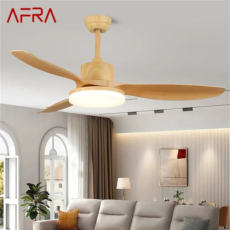 

AFRA Modern Fan Light Luxury Living Room Restaurant Bedroom Study LED Ceiling Fan Light Remote Electric Fan Light