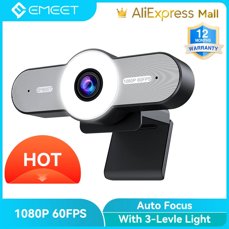 

Webcam 1080P 60FPS Autofocus Streaming Web Camera USB Camera with Microphone EMEET USB Computer Camera for Meeting/Gaming/Class