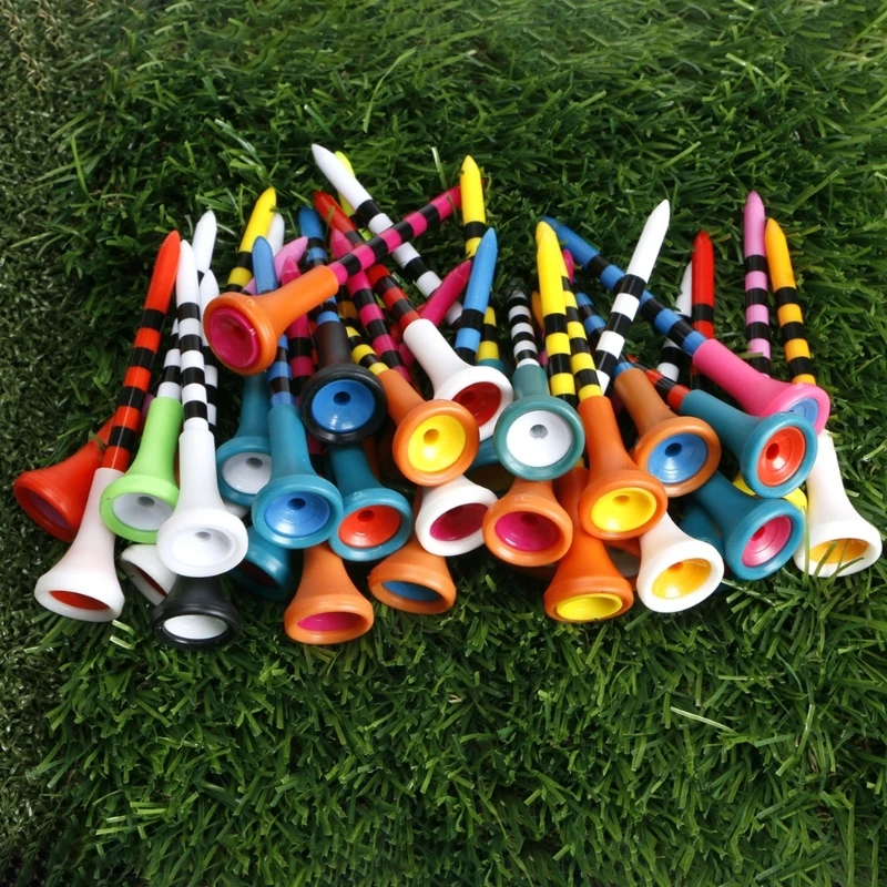 30Pcs Colorful Plastic Golfs Tees Rubber Cushions Top Golfs Ball Stand Outdoor Sport Golfs Tees Golfs Training Accessories