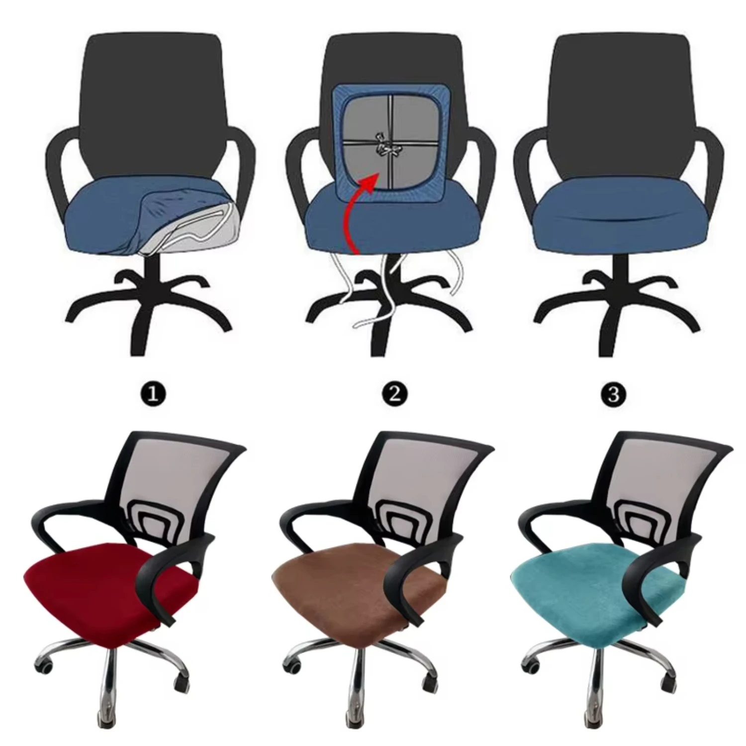 1pc Velvet Office Chair Cover Computer Swivel  Cover Modern Elastic Chair Slip Washable Slipcovers Removable Dust Cover Gaming