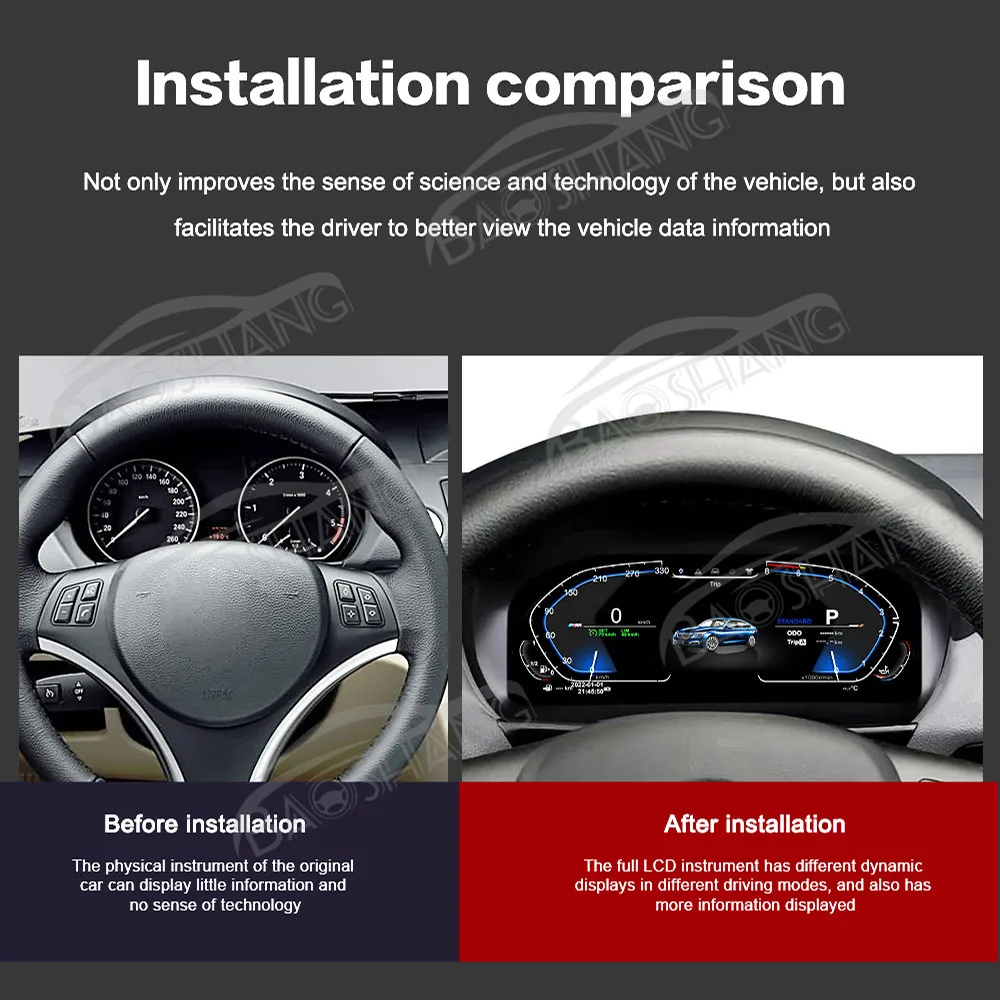 12.3''Digital Cluster Virtual Cockpit for 1Series E87 2006-2011 LCD Instrument Panel Multimedia Dashboard Speed Meter Screen
