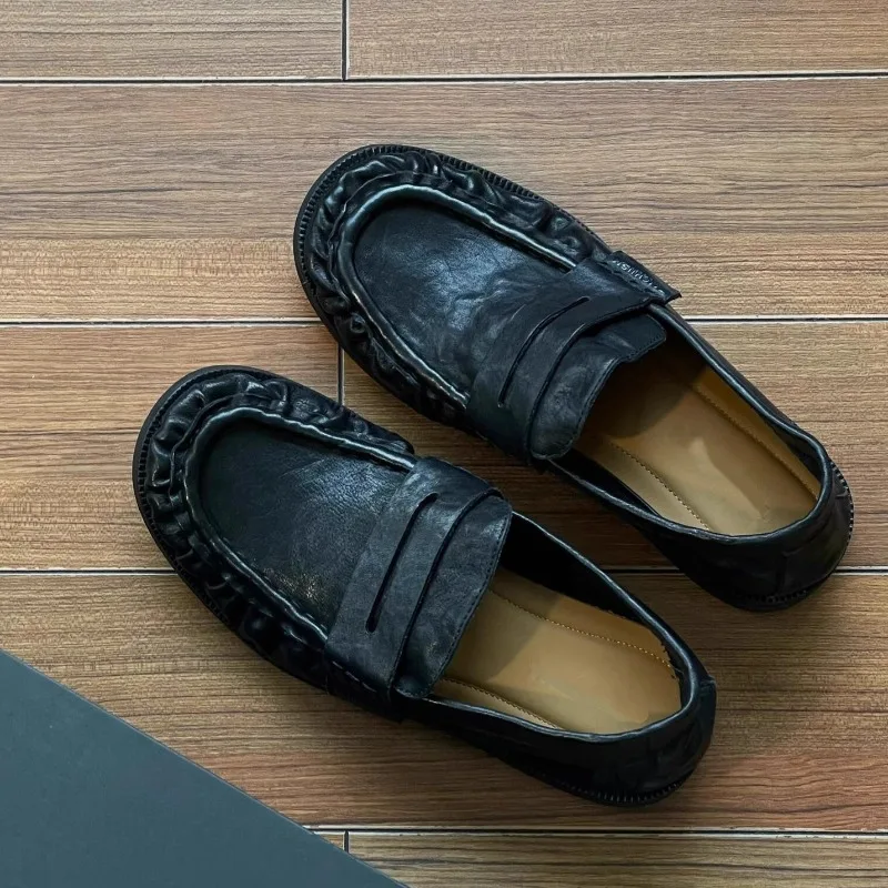 

Luxury Casual Business Dress Loafers Men's Shoes Slip on Spring Autumn Genuine Leather Work Driving Leather Shoes Male Oxfords