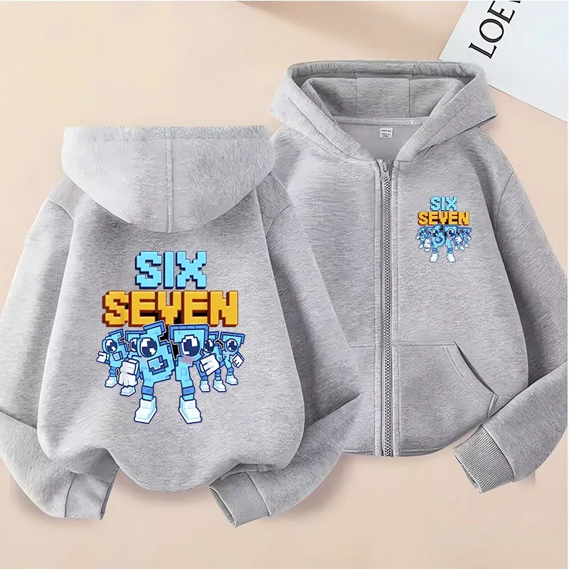 New Six Seven Zip Up Hoodies Children's Funny 67 Brainrot Sweatshirts Kid Girl Boy Zipper Hoody Casual Fashion Tops