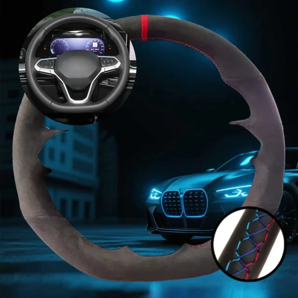 

Customized Car Steering Wheel Braiding Cover For Volkswagen VW Atlas Golf 8 Mk8 Jetta Car Accessories Hand-sewn Steering Wrap