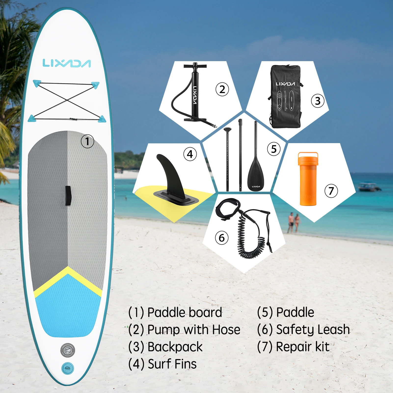 Aufblasbares Surf-Paddle-Board zum Aufstellen für Erwachsene, 15,2 cm dickes SUP-Paddleboard, Wassersport-Surf-Set, verstellbare Paddelpumpe – Detail 5