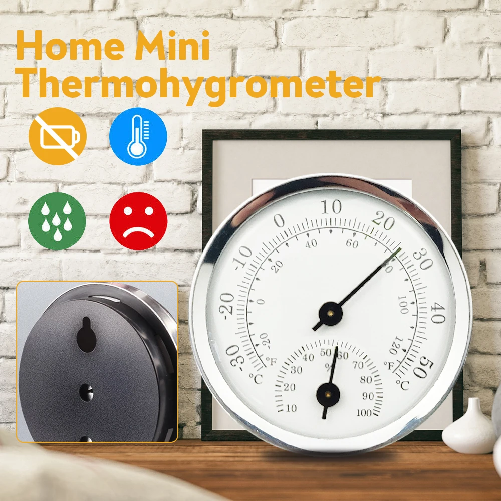 Pointer Thermometer Hygrometer Thermohygrometer Indoor Outdoor Wall-mounted Electronic Temperature Humidity Meter for Household