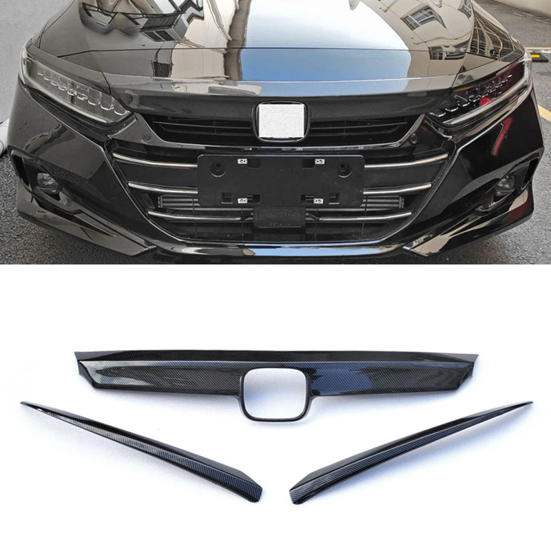 For 3PCS 2022 Honda Accord Car Grille Trim Strip Cover Hood Decoration ABS Material Splitter Accessories Refit Body Kit