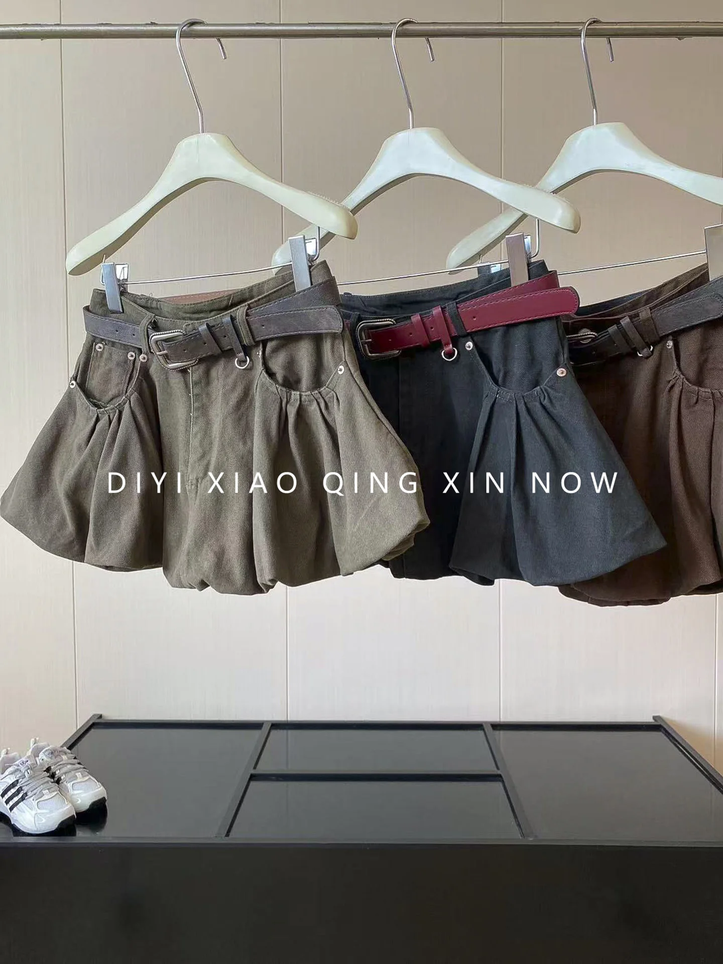DIYI High Waist A-Line Denim  Skirt Spring Summer Autumn Floral Bud Puffy Feeling Half-length Skirts for Women