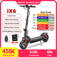 iScooter iX6 1000W Powerful Motor Electric Scooter 17.5Ah 45km/h Anti-skid Electric Kick Scooter 11 inch Off Road Scooters Adult