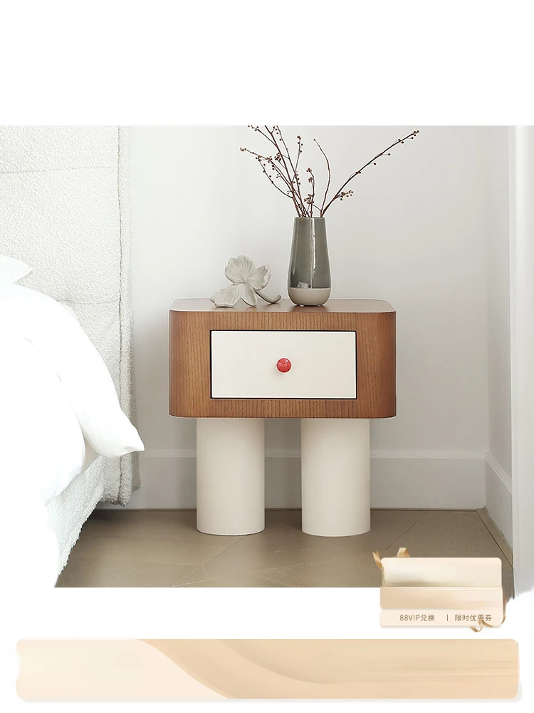 

Moyu MOYU/Elephant Bedside Cabinet Minimalist Modern Small Cabinet Nordic Design Cream Bedroom Drawer Side Cabinet