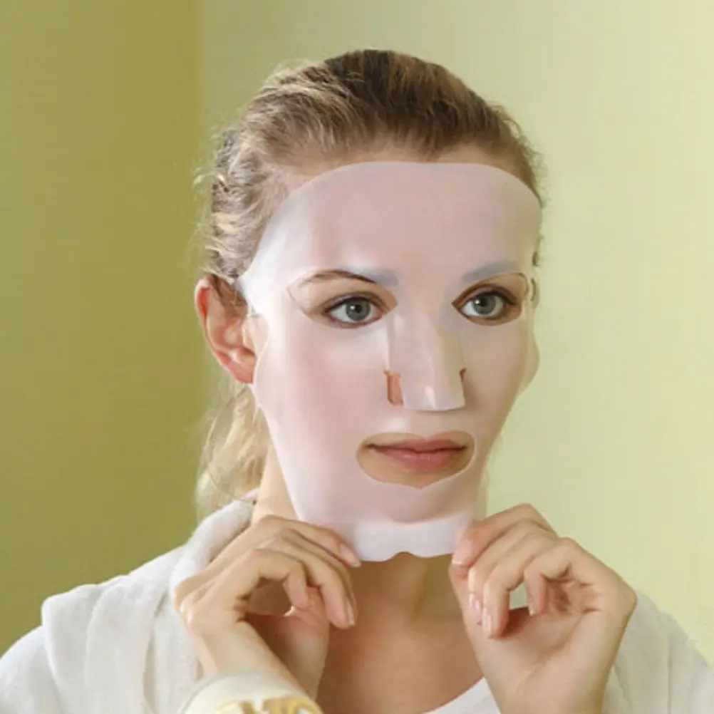 2Pcs Silicone Sheet Mask Cover Reusable Washable Waterproof Prevent Serum Evaporation Ear Support Transparent Light Pink