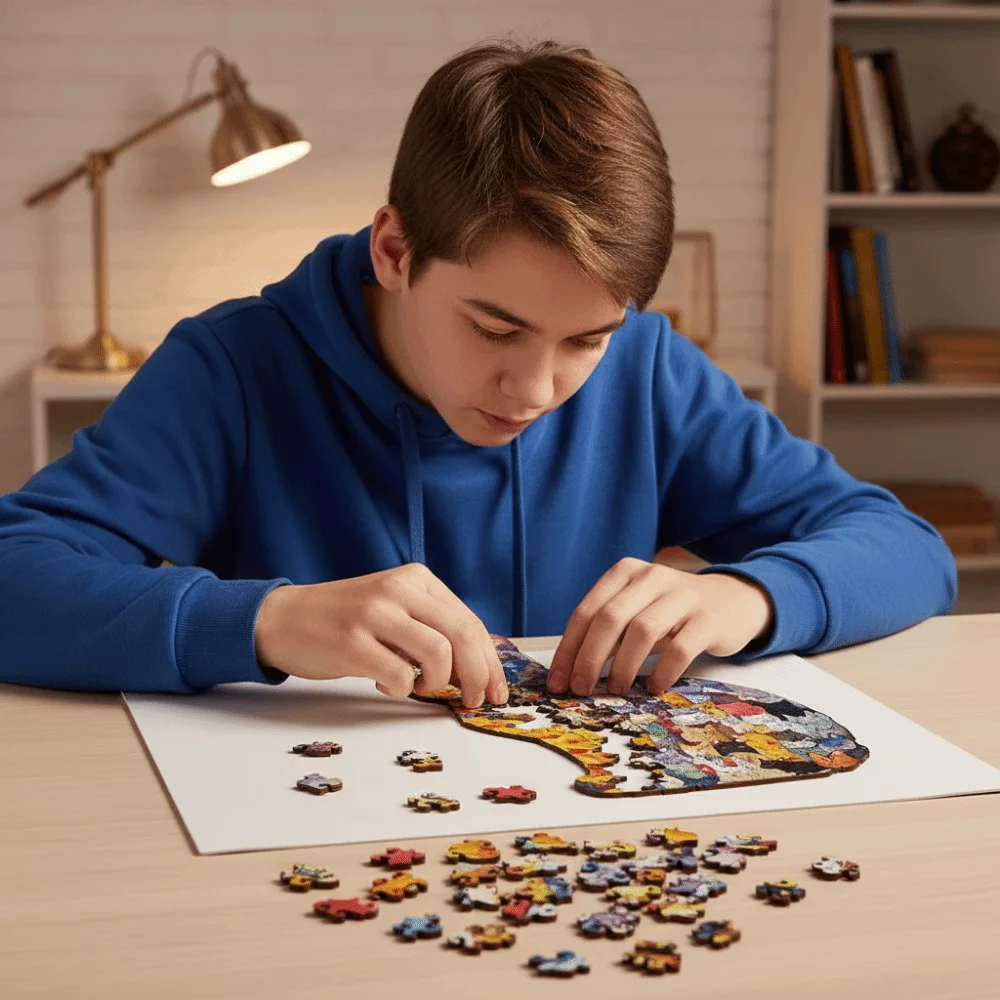 A Box Kitten Shapes Wooden Cat Puzzle Wooden Brain Teaser Animal Shape Puzzles Cartoon Cute Irregular Shapes Puzzle