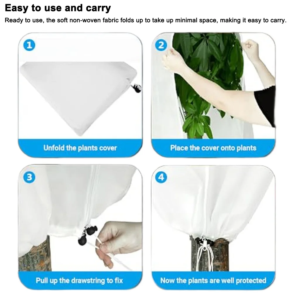 2pcs Non-woven Fabric Festive Winter Plant Covers Winter Plant Covers Frost Protection With Drawstring!