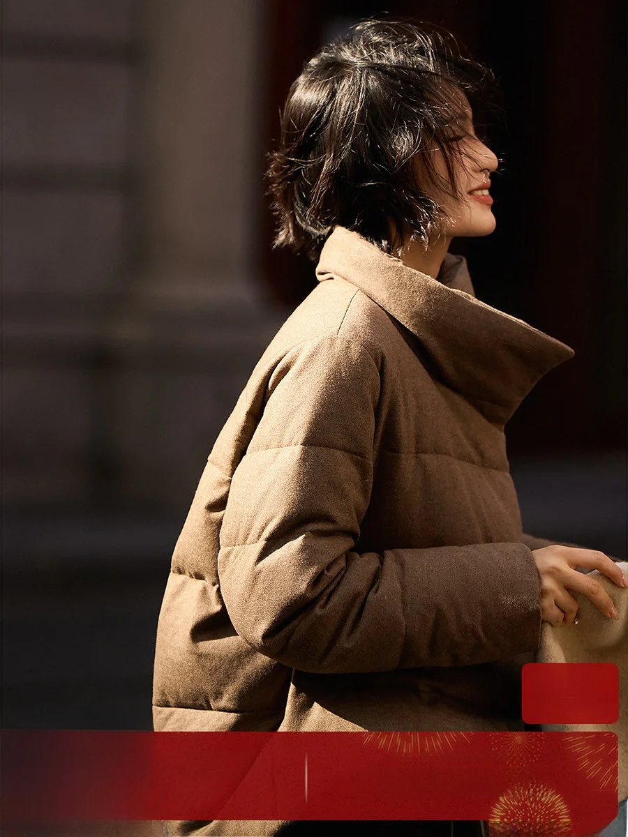 

Velvet Sensation Wool Goose down Jaet 95 White Goose down X Wool Stand Collar ort Sle New Arrival Casual Fit Regular Sl...