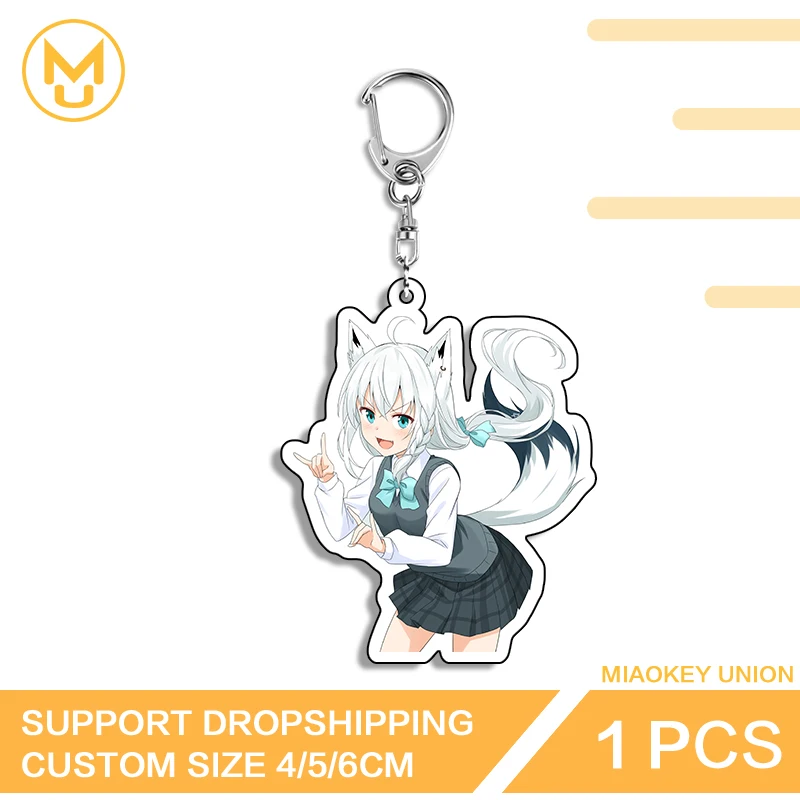 Furry Tail Shirakami Fubuki Vtuber Keyring Campus Style Glaring Exquisite Lovely Accessories Suitable For Back To School Gifts