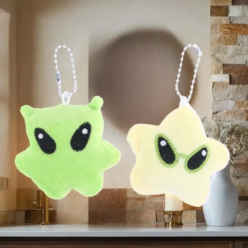 مجموعة مفاتيح من القطيفة على شكل دمية فضائية لطيفة مكونة من 5 قطع؛ ديكور معلق على حقيبة الظهر الجديدة؛ هدية حلوة للأزواج #1