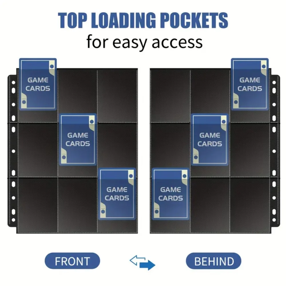 50 stuks 9-pocket paginabeschermer, ruilkaarthoezen pagina's honkbalpagina's voor 11 ringbanden, kaartvellen voor kaarten van standaardformaat