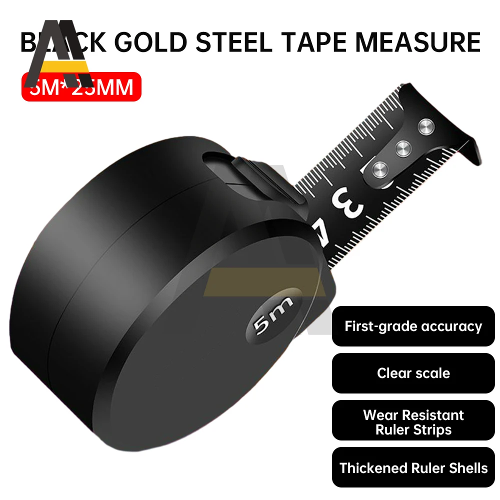 

3/5M Black Steel Material Measuring Tape Multifunctional Household Measuring Tools Wear-resistant Measure Thickened Tape Measure