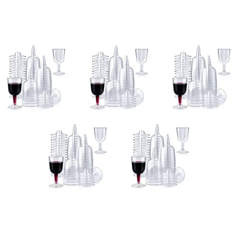 250Pcs Clear Plastic Wine Glass Recyclable, Disposable & Reusable Cups For Champagne, Dessert, Beer, Pudding, Party