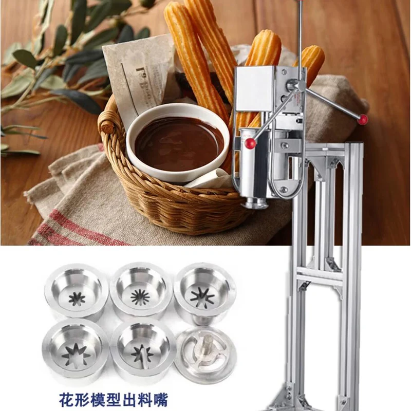 Máquina de llenado Manual de Churro, máquina de Churro española, máquina de palitos de masa frita profunda para tienda de aperitivos y postres