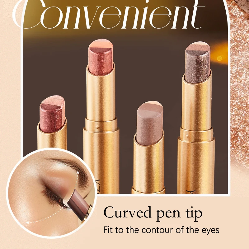 (HG) Trójkolorowy Gradientowy Cień do Powiek w Sztyfcie Brokatowy Rozświetlacz Wodoodporny Długotrwały Delikatny Błyszczący Cień do Makijażu Oczu