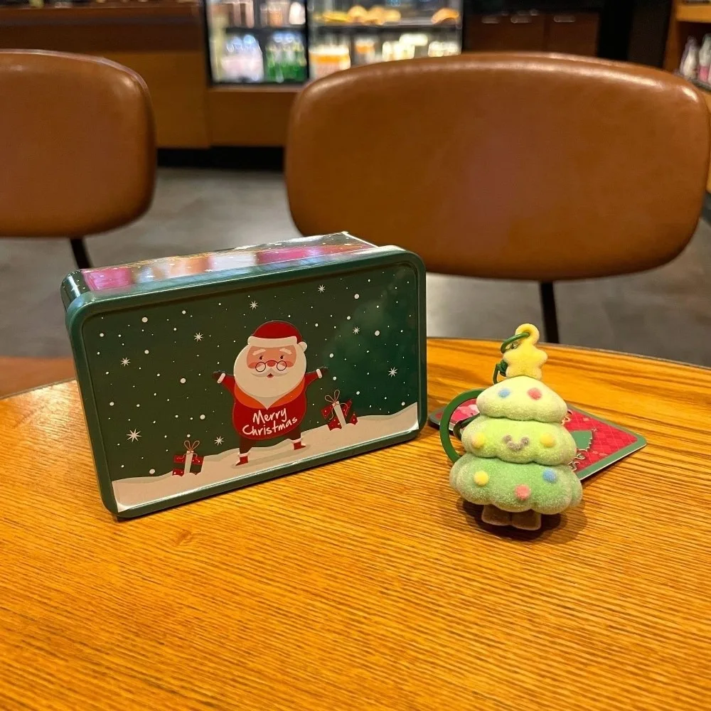 Cute Creative Christmas Tree Flocked Keychain Mini Lightweight Holiday Gift Box Optional Soft Touch Bag Charm Gift Giving