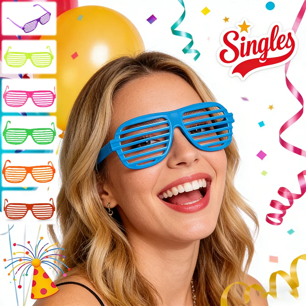 

7pcs Colorful Blinds Party Glasses, Fluorescent Disco Halloween Birthday Graduation Singles Performance Dance Party Accessories