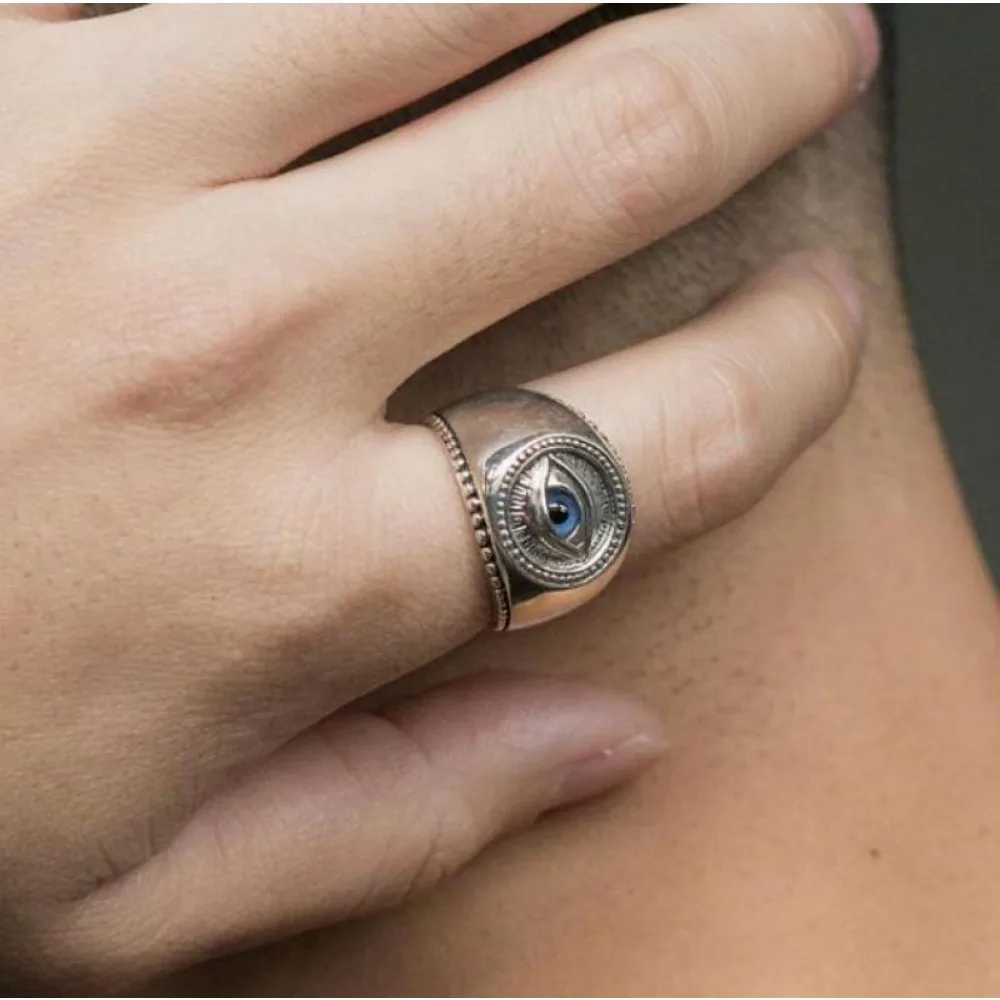 New Simple Devil\'s Eye Fashion Hip Hop Rock Niche Men\'s Rings Gothic Punk Rings Men\'s Jewelry Creative Street Party Trend Rings