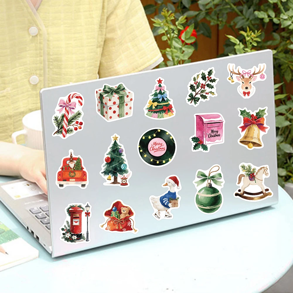 50 قطعة ملصقات عيد الميلاد الجمالية خمر سانتا كلوز شجرة عيد الميلاد الكرتون لطيف الشارات ل سجل القصاصات بطاقات المعايدة هدية عيد الميلاد