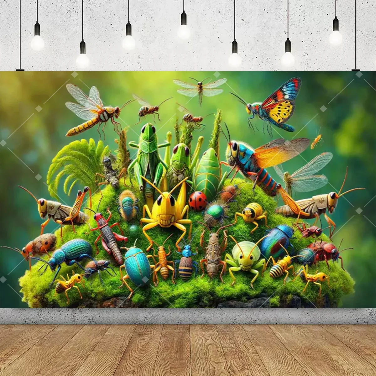 Nature Insect World Decoration Backdrop Bee Dragonfly Butterfly Theme Party Room Decoration Supplies Photography Banner