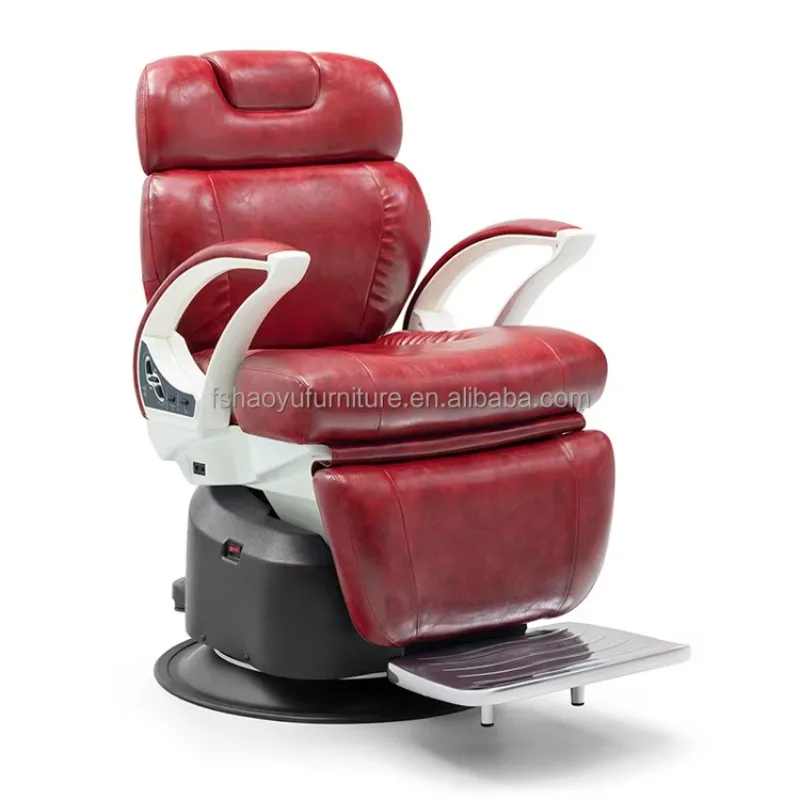 High End Quality Premium Electric Barber Chair 3 Motors Rotation Height Adjustment Recliner Barber Chair Mens Barbershop