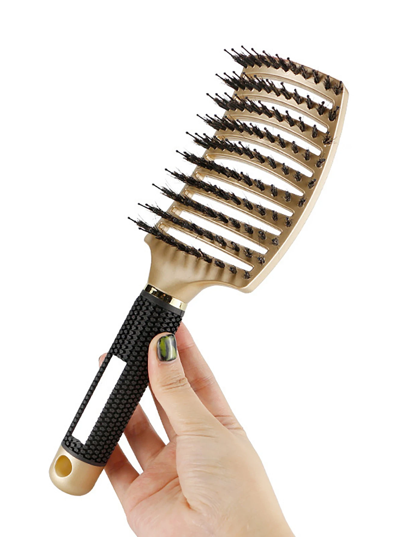 1 cepillo de pelo de cerdas ventiladas curvadas, peine de masaje, antiestático, adecuado tanto para uso seco como húmedo para accesorios para el cabello