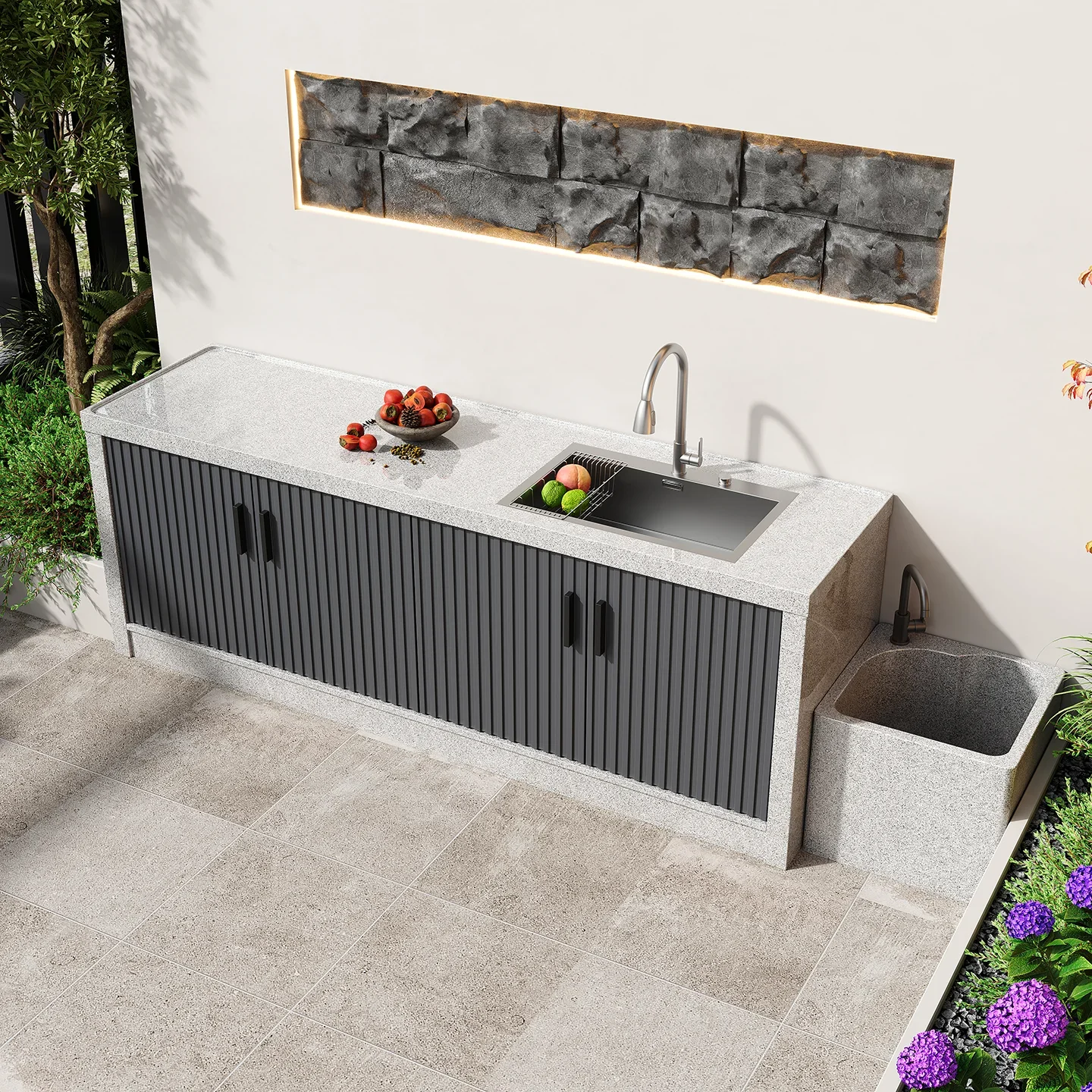 courtyard Garden washbasin sink Basin Yard  Marble sink Integrated sink