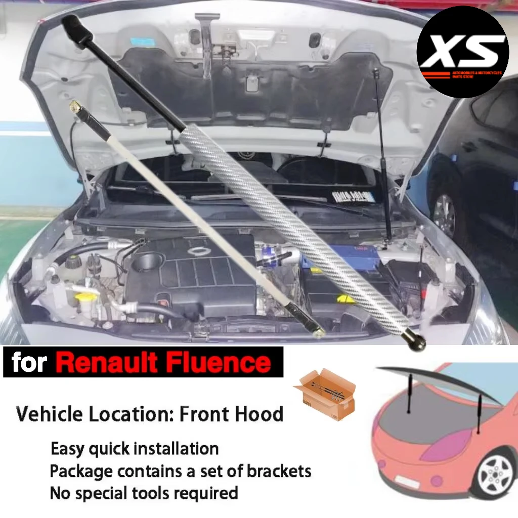 

1 шт. передний демпфер капота для Renault Fluence 2009-2020, газовая стойка, подъемная опора, амортизатор, пружина, модификация, опорный стержень, поршень