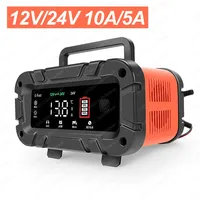 10A/6A/5A Fully Automatic Battery Charger 12V/24V Car Motorcycle Level 7 Charging Pulse Repair for Car Motorcycle AGM GEL WET