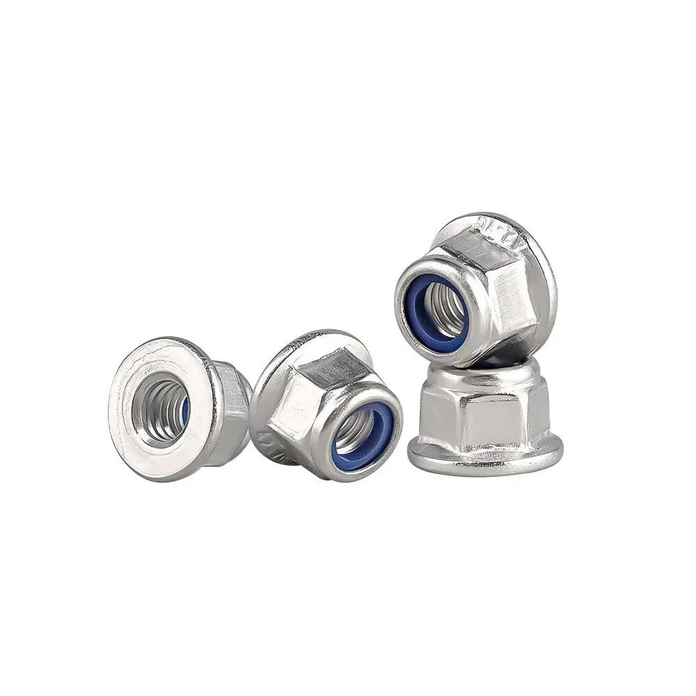 M4 M5 M6 M8 M10 DIN6926 304/316 Stainless Steel Hex Nylon Flange Lock Nut Nylon Insert Self-locking Locknut