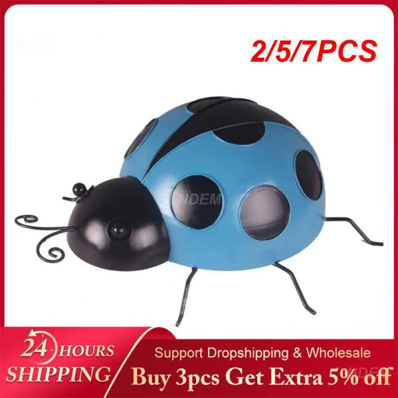 2/5/7PCS Metal Ladybug Wall-mounted Metal Creative Beautifully Bling Color Home Decoration Wall Decor