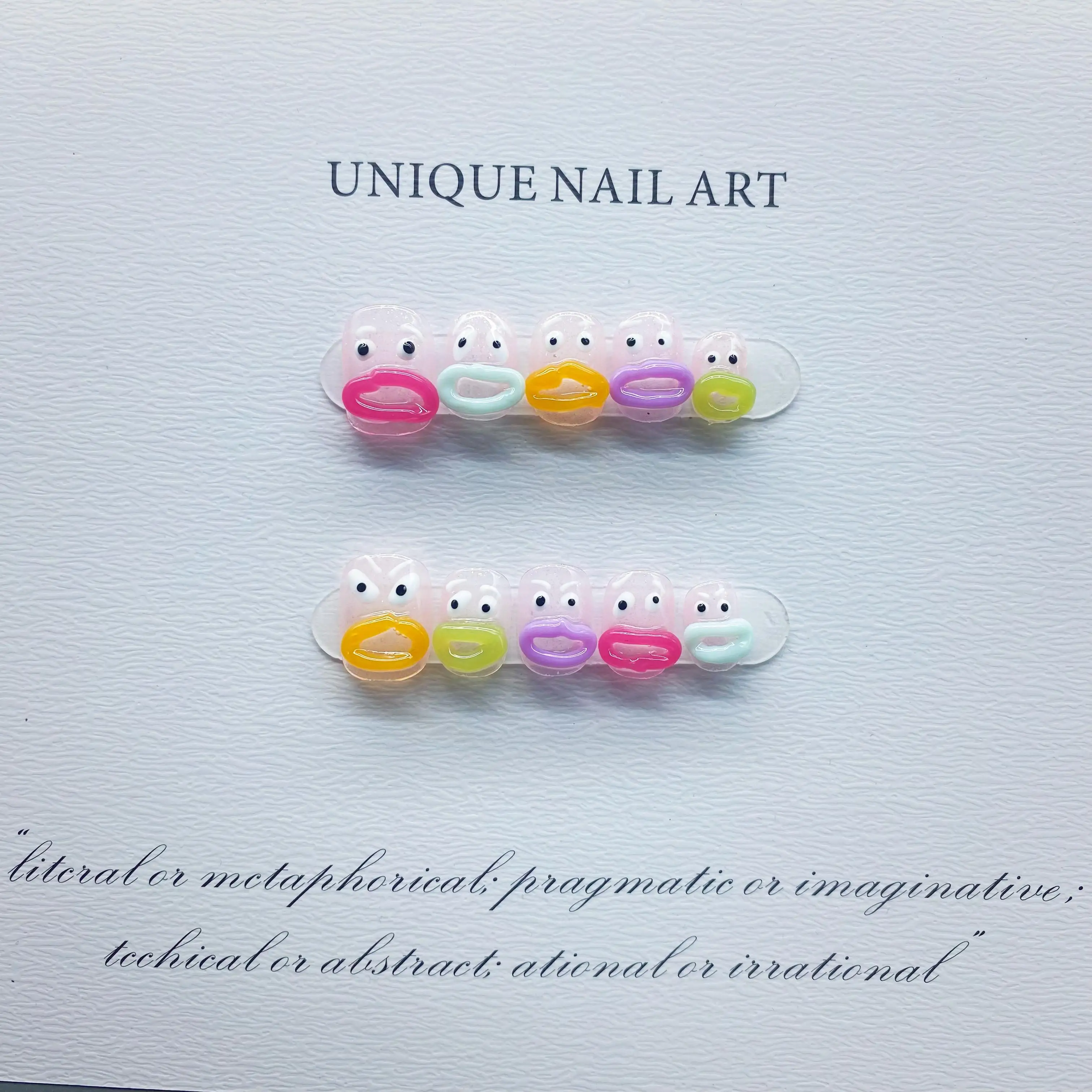 Wholesale Cute Hand-Sculpted Carved Sausage Mouth Detachable High-Quality Whitening Handmade Press On Nails.No.D129