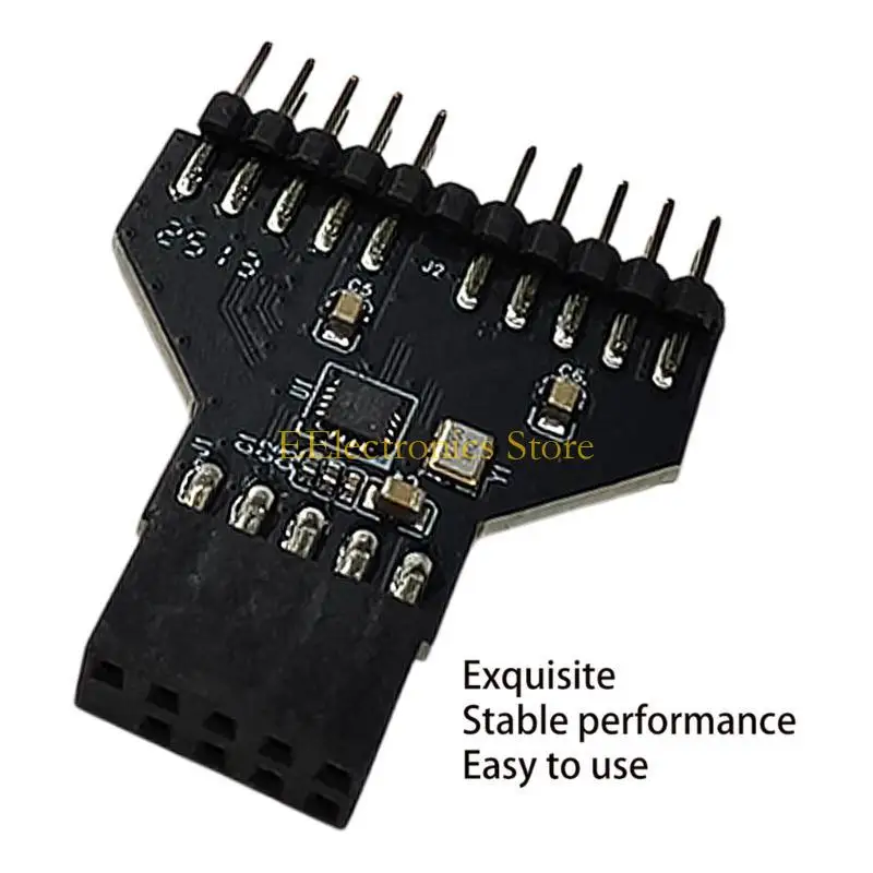 

B03C Motherboard USB2.0 9Pin Splitter Converter Convenient 1 to 2 Extension Adapter for CPUWiFi Receiver Fans
