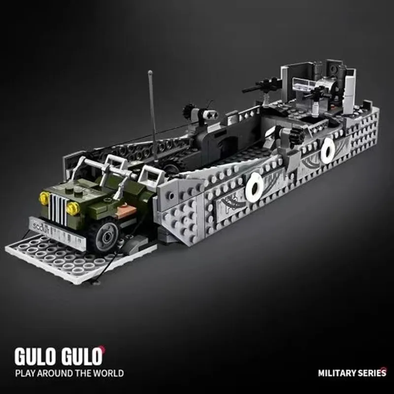 Sluban B0855 Operation Overlord Normandie Landing Ship Higgins Boats LCM Model Building Block Kit Military War Bricks Kids Gifts