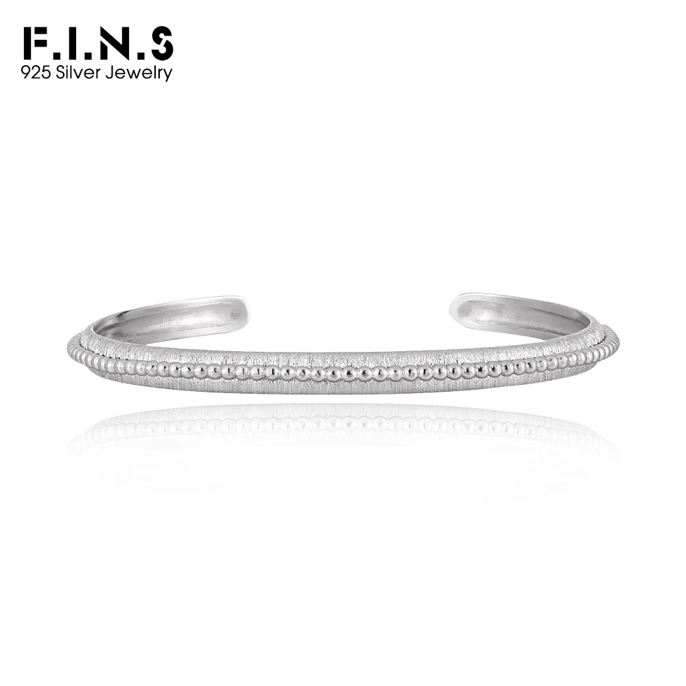 

F.I.N.S оригинальный матовый браслет из стерлингового серебра S925 с матовыми бусинами для женщин, минималистичный открытый браслет-манжета, ювелирные изделия ручной работы
