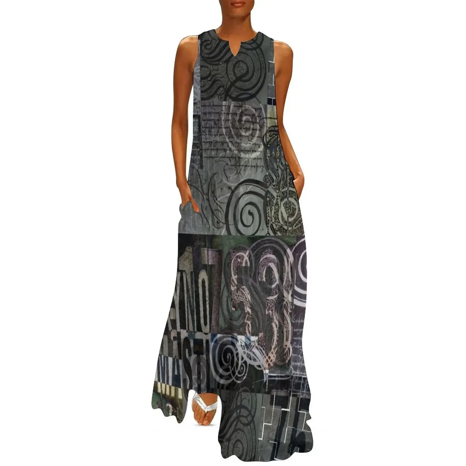 

Vintage letters collage Long Dress Clothing female women formal occasion dresses dresses for womens dresses for woman Dress