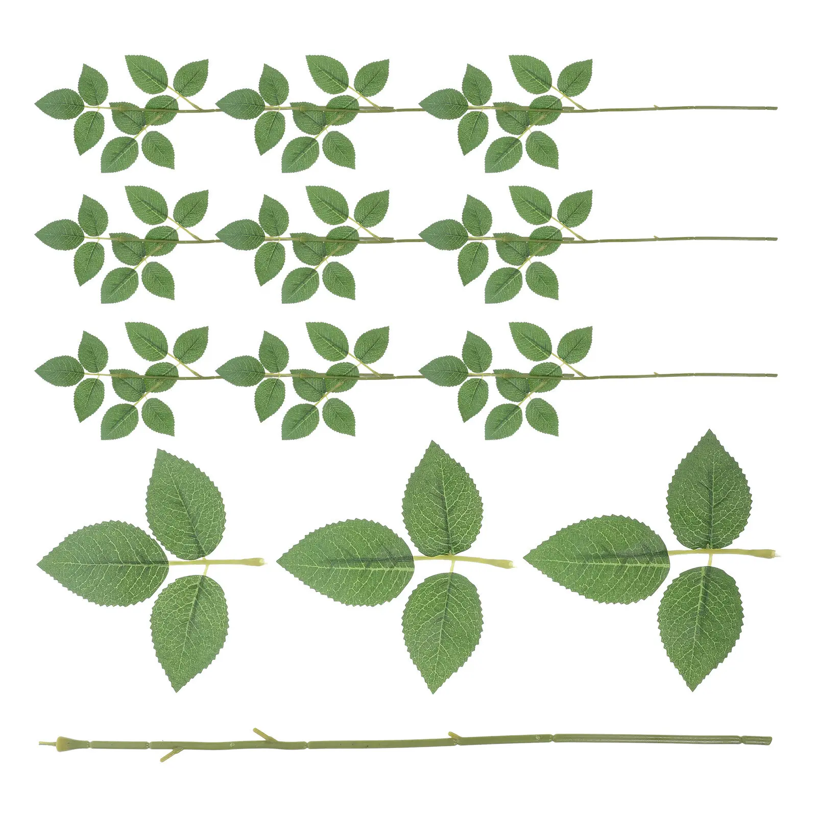 10Pcs High Simulation Rose Stems Floral Wire Leaves for DIY Handmade Floral Arrangement Wedding Corsages Boutonnieres Craft - view 2