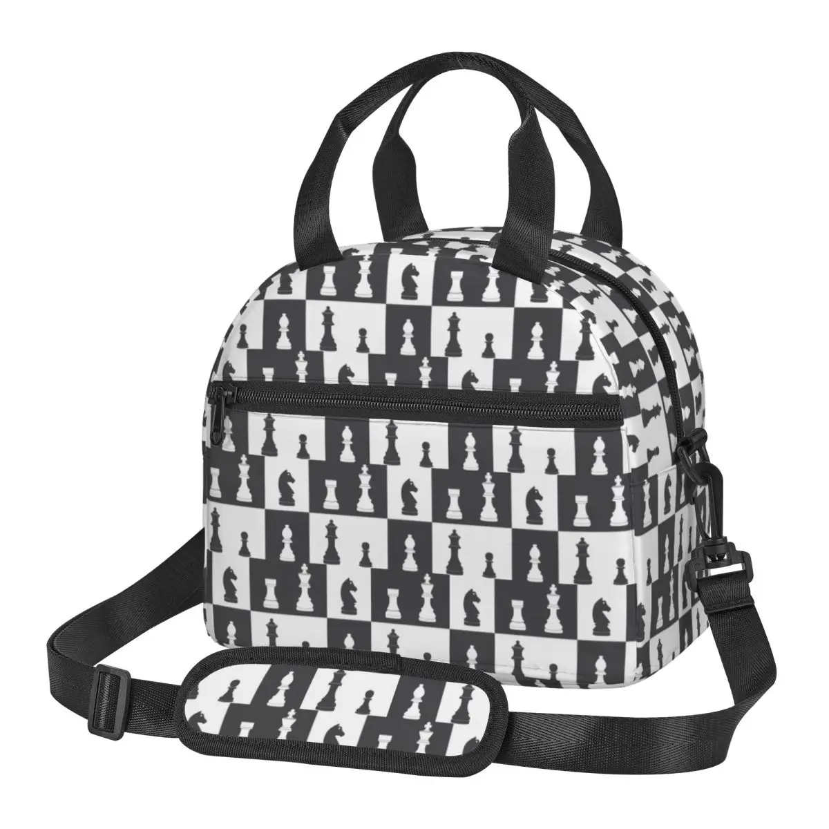 Chess Pieces On Board Insulated Lunch Bag for Women Bento Storage Food Boxes Portable Cooler Thermal Lunch Box Tote