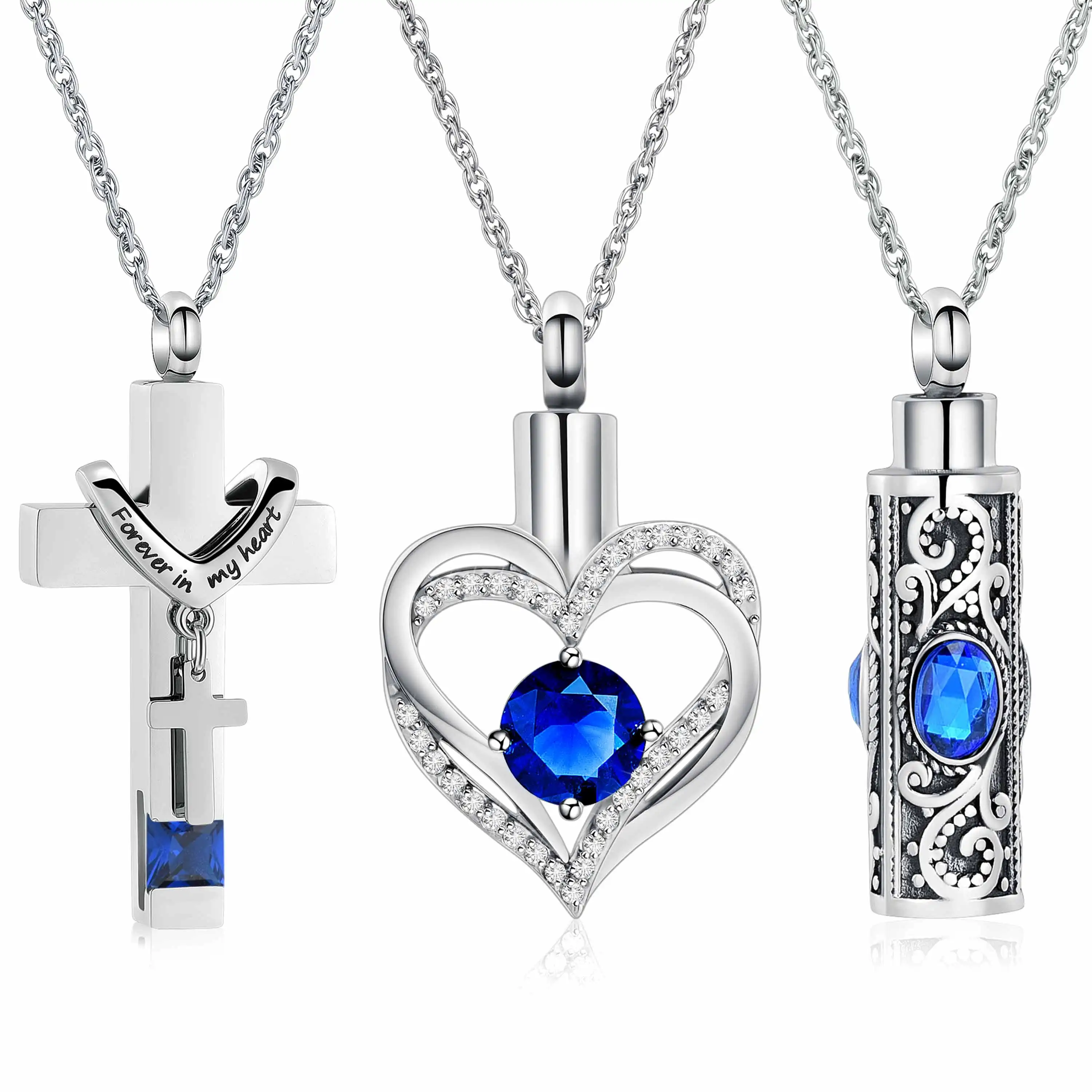 

Cross Heart Cylinder Urn Necklace for Ashes Cremation Jewelry for Ashes for Women Men Vial Memorial Keepsake Locket Pendant