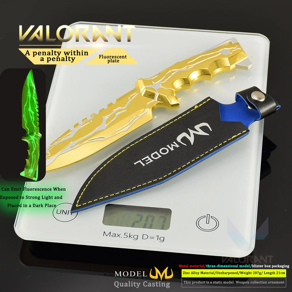 Armas Valorant de 22cm, cuchillo fluorescente de retribución divina, juego de armas periféricas, modelo de accesorios, adornos, colecciones artesanales