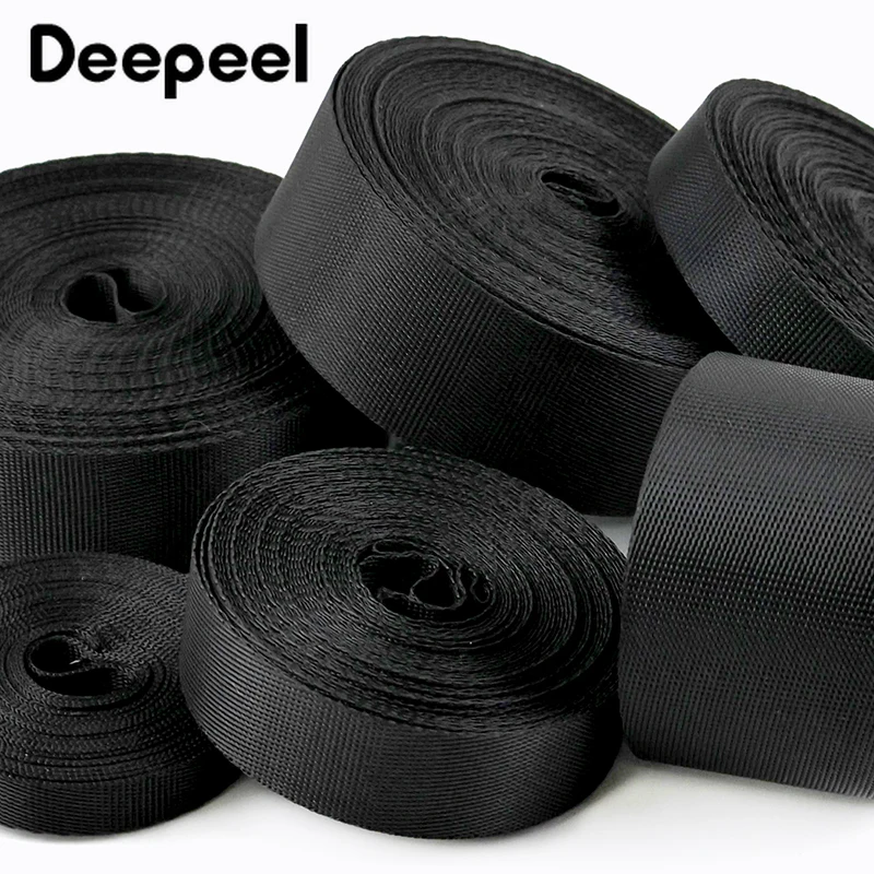 

10Meters 10-100mm Black Nylon Webbing Strap Car Seat Ribbon Band Pet Collar Backpack Straps Belt Sling Tape Sewing Accessories