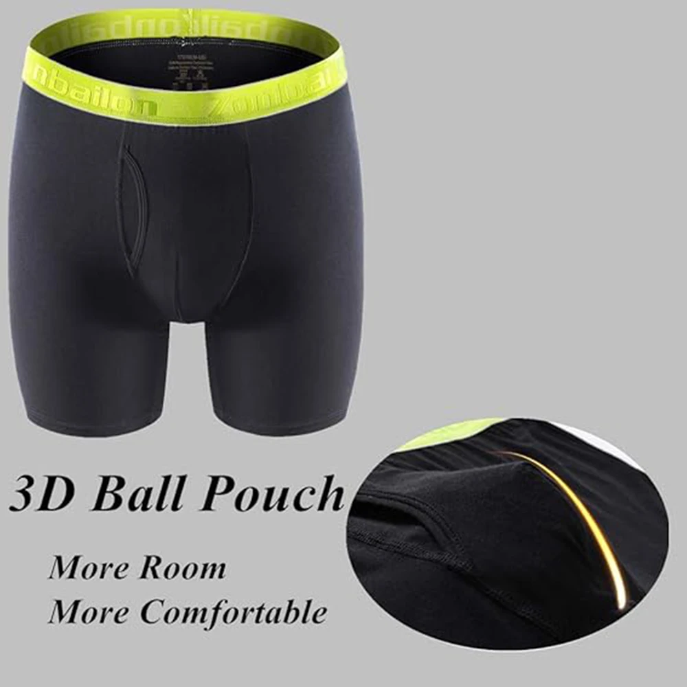 ZONBAILON Mens Pouch Boxer Briefs Big and Tall Bamboo Viscose Breathable Long Leg Underwear For Men